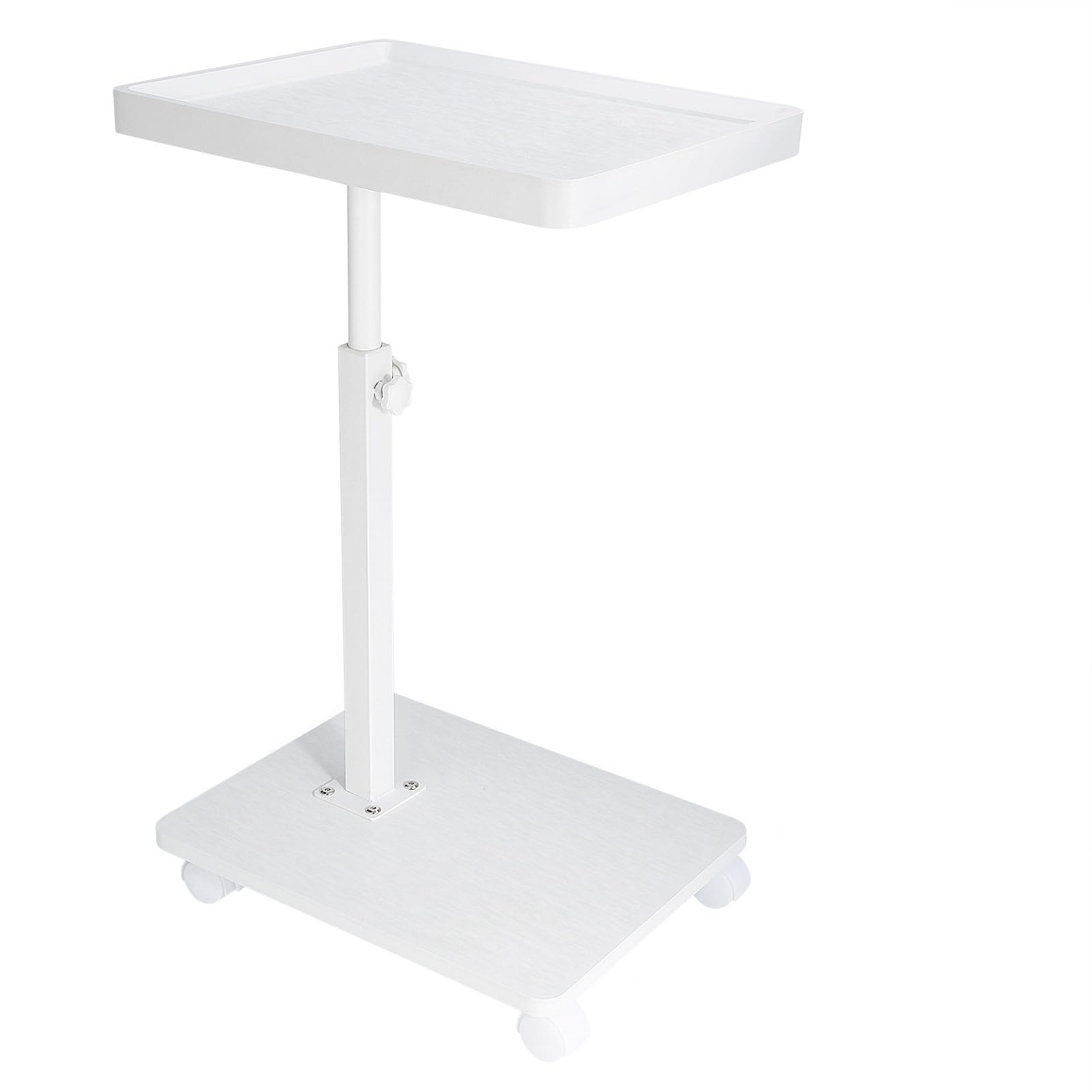 Gelory C Table End Table Adjustable Height, 360ยฐSwivel TV Tray Table With Wheels, Couch Tables for Small Spaces, C Shaped Side Tables Living room Bedroom for Sofa Bed Chair(White 40 * 30 * 45~80cm)