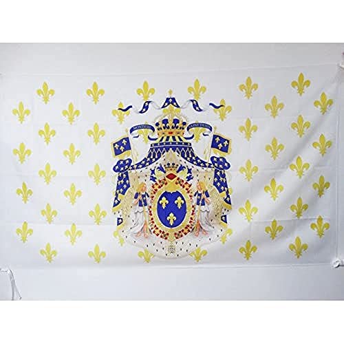 AZ FLAG - Drapeau Royaume de France Grandes Armes - 90x60 cm - Drapeau Royaliste Fleur De Lys 100% Polyester Avec Fourreau et Cordelette - Pavillon 50 g