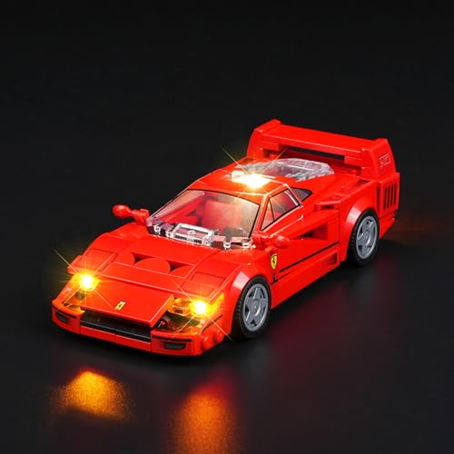 Rorliny LED Lighting Kit Compatible With Lego Speed Champions Ferrari F40 Supercar, Creative Light for 76934 Car Toy (Lights Only, No Models)