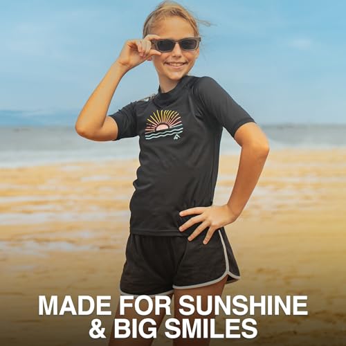 Image of Kanu Surf Girls' Karlie Rash Guard UPF 50+ Sun Protection Short Sleeve Swim Shirt