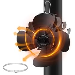 Ventilador Chimenea Amazon Dreamhigh® Ventilador de Chimenea de 4 Aspas, Silencioso Ventilador de Estufa con Dispositivos de Seguridad de Doble Metal, Sin Electricidad Ventilador Chimenea para La Distribución del Calor