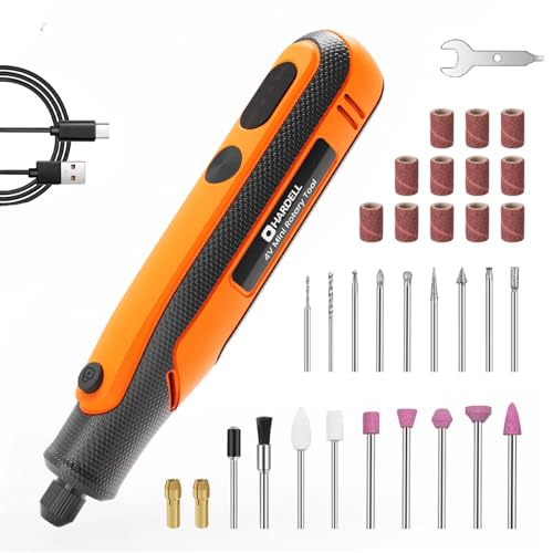 Image of HARDELL Mini Cordless Rotary Tool 4V, 5-Speed Rotary Tool Kit with 30 Accessories,Type-C Charging DIY Craft Tool for Engraving, Sanding, Polishing, Drilling, Grinding(Orange)