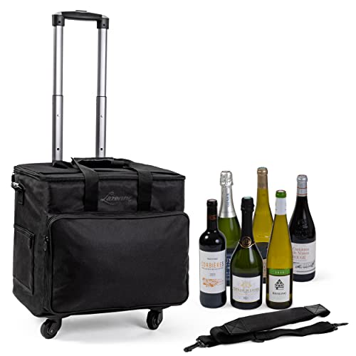 Lazenne Sac Isotherme Bouteille Vin - Sac de Voyage pour Bouteilles de Vin - Porte Bouteille Vin pour Professionnel et Amateur - Boite Isotherme 3 en 1, Valise Transport roulettes avec Séparateurs