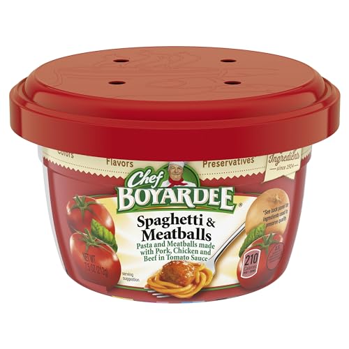 Chef Boyardee Spaghetti and Meatballs in Tomato Sauce, Microwave Food, 7.5 OZ...