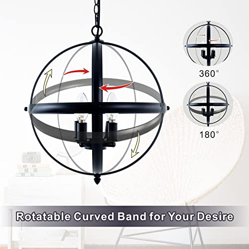 MXFles Farmhouse Chandelier 15 inch Pendant Light Fixture for Kitchen Island, Changeable Features, Bronze & Black - Image 6