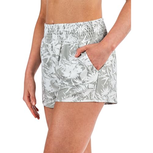 Women's Smocked Waist Swim Coverup Short (Matcha Floral)2