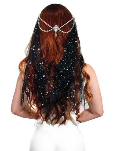 Unykaflor Medieval Bridal Veil, Elven Elf Wedding dress Accessory Bride Headpiece Headdress for Wedding Party