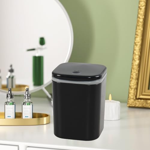 Cubo de basura mini de 2 litros negro con tapa de botón Gloreen 5