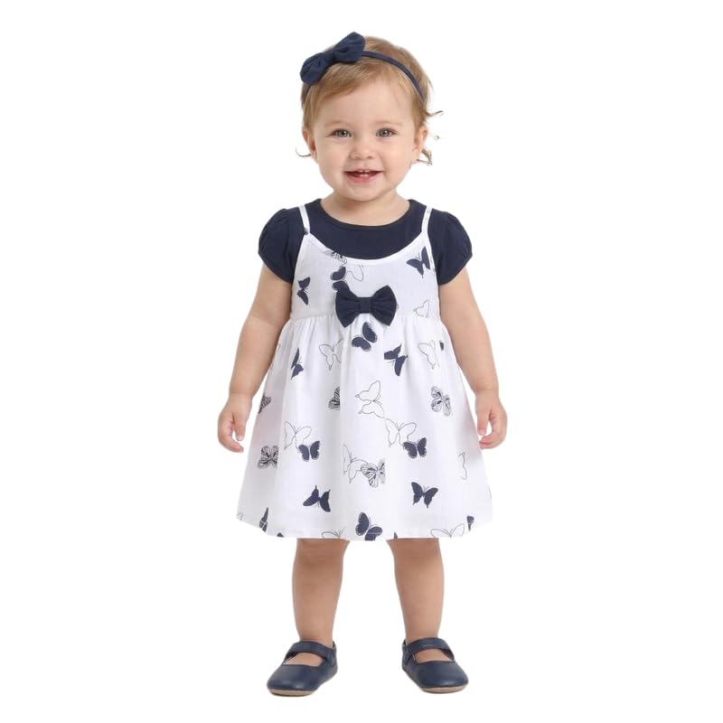 Image of Mama&Bebe Summer Dress for Girls with Cotton Soft Lining | Printed Fit & Flare Kids Outfit with Cute Bow Detail | Comfortable Breathable Party & Outing Dress for Toddlers and Little Girls