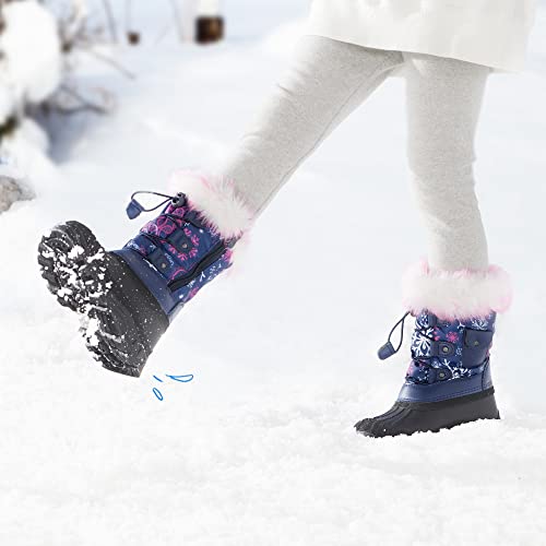 DREAM PAIRS Girls Snow Waterproof Winter Boots,Navy/Fuchsia,13 Little Kid - image 2