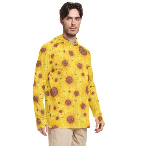 Beautiful Sunflowers Men's Sun Protection Hoodies Long Sleeve Rash Guard Shirts Fishing Shirt UPF 50+ S2