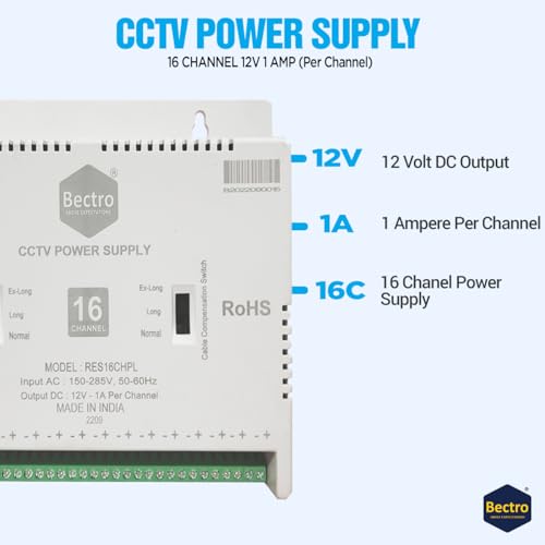 Image of Power Supply AC Adaptor SMPS for LED Strip CCTV Power Adaptor (16 CH)