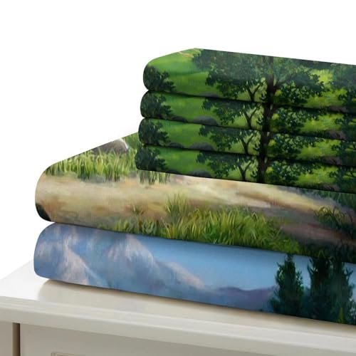 Housse de couette microfibre hypoallergique motif montagne 3D super douce - 7