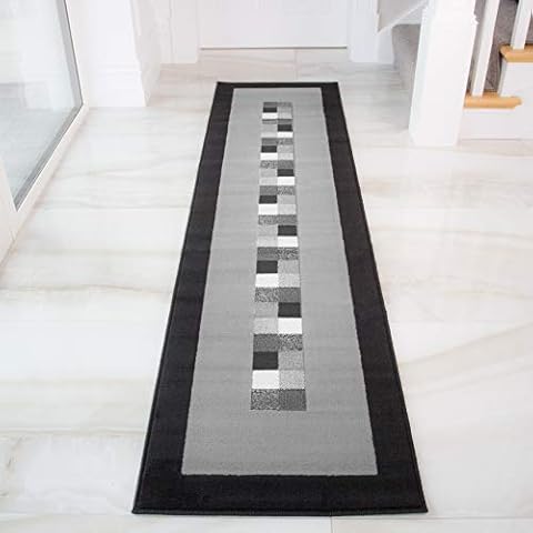 Milan Soft Modern Black & Grey Border Rug 777-H51-5 Sizes Cover