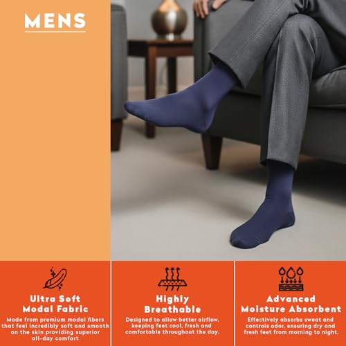 Image of Supersox Zero Collection Ultra Soft Premium Modal Crew Socks for Man | 6X Softer Than Cotton | Breathable, Moisture Wicking & Zero Odor | All-Day Comfort | Blue, White, Black | Pack of 3