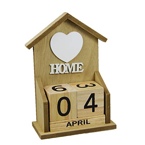 Vosarea Calendrier de table en bois Motif maison Cover