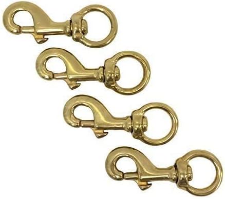 Four (4) Standard 3" Bronze Brass Flagpole Snap Clips to Attach Flag to Halyard Rope - 3" with Swivel Eyelet, Durable Brass Construction - Qty 4
