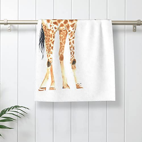 Qicenit Wild Animal Giraffe Hand Towel White Super Soft Plush Highly Absorbent For Bathroom 15.7X27.5In #TOP6