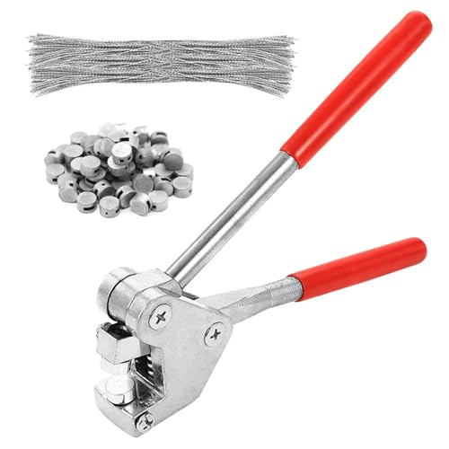 Juego de alicates para precintos de 165 mm con 60 precintos y alambre de plomo para contador de electricidad, gas y agua, alicates robustos en rojo