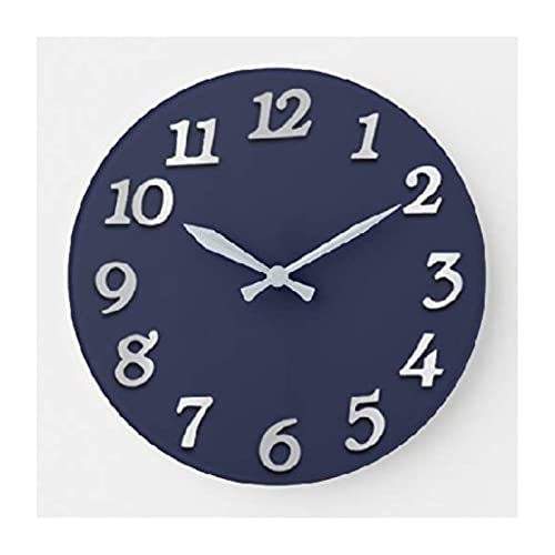 Minimal Numbers Wall Clock Gray Grey Elegant Blue Navy Modern Wood Clock 10 Inch Silent Non-Ticking Wooden Wall Clocks Battery Operated Living Room Bedroom Kitchen Farmhouse Decor Christmas Birthday #TOP22