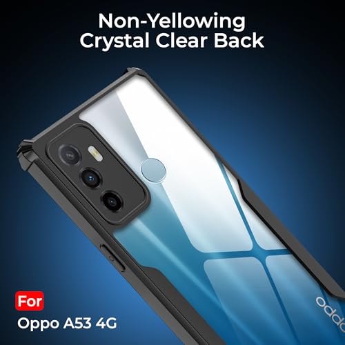 Image of A rtistque Clear Hard Transparent Acrylic Armor Back Cover Case for Oppo A53 4G | Shockproof TPU Edge Protection | Slim Protective Design | Oppo A53 Back Cover - Black