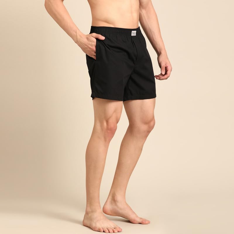 Image of Pepe Jeans Men's Solid 100% Cotton Regular Fit Long Boxer Shorts | Classic Comfortable Innerwear Long Boxer for Everyday & Lounge Wear | Soft Breathable Fabric | Elastic Waistband | All-Day Comfort