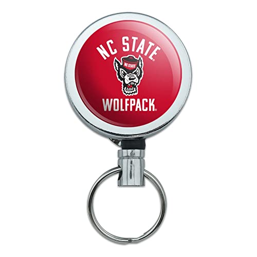 NC State Wolfpack Heavy Duty Metal Retractable Reel ID Badge Key Card Tag Holder with Belt Clip