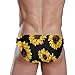 Yellow Sunflowers Seamless On Black Dark Men's Swim Briefs, Sexy Bikini Briefs Triangle Swimming Briefs Swimwear Swimsuit Swim Trunks Surf Shorts Trunks for Men Beach M