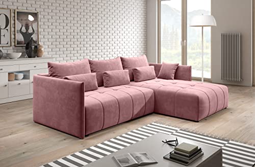 Furnix Ecksofa Yalta mit Schlaffunktion und Bettkasten - Couch L-Form Sofa...