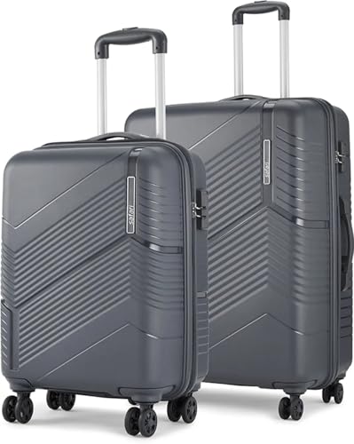 Image of Safari Carter Hard-Sided Polypropylene 5 Years Warranty Spinner Luggage Set Of 2 Trolley Bags (55 & 67 Cm) (Set Of 2,Grey)