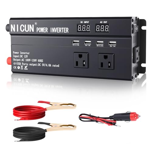 Image of ALSO GO 1200W Power Inverter, 12v to 110V AC Car Inverter with Fast Charging 2.4A USB and 3 AC Outlets Ideal for Road Trips, Camping, RV, Truck, Solar, and Vehicle Power Needs