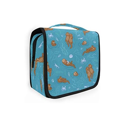 Hunihuni Hanging Toiletry Bag Animal Otter Multifunction Travel Cosmetic Makeup Organizer Wash Bag for Women Men Cover
