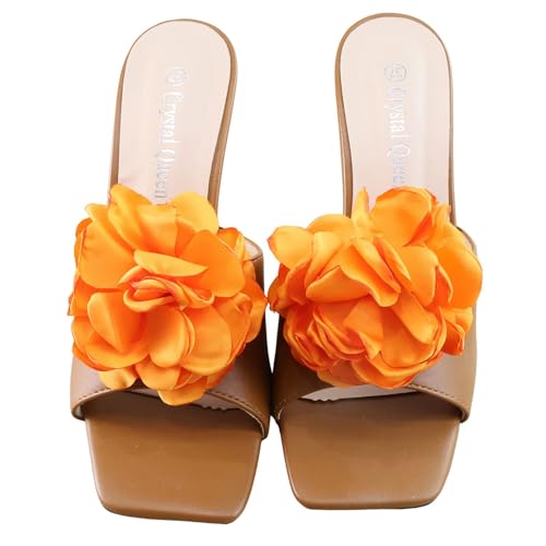 Janiasly Vintage Decorative Flower Shoe Clips Elegant Black Rose Floral Removable High Heels Buckles Wedding Bridal Shoes Accessories (Orange)