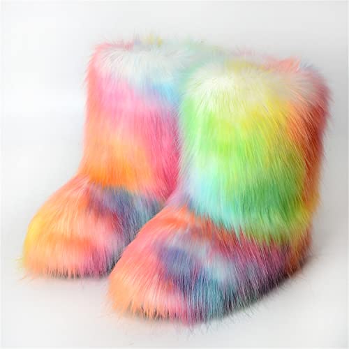 FUNCOS Women's Faux Fur Boots Warm Fuzzy Fluffy Winter Halloween Party Costume Shoes2