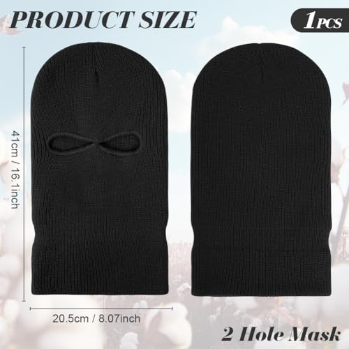 HAGOT Pasamontañas, 2-Agujeros Pasamontañas, Balaclava, Punto de Invierno Cubierta Facial cálida, Gorro de Esquí para Ciclismo Deportes al Aire Libre - imagen 3