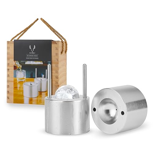 Comparison: Best Ice Ball Press 11 Viski Ice Ball Press Aluminum Ice Press for Whiskey Bourbon Scotch Old Fashioned Cocktail & Rocks Beverage, Clear Ice Ball Maker Mold Size, Barware Equipment & Gift Essentials, 55mm / 2.1", Silver
