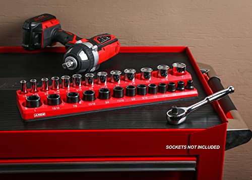 Image of ARES 70234-26-Piece 3 /8-Inch SAE Magnetic Socket Organizer - Holds 13 Standard Size and 13 Deep Size Sockets - Keep Your Tool Box Organized