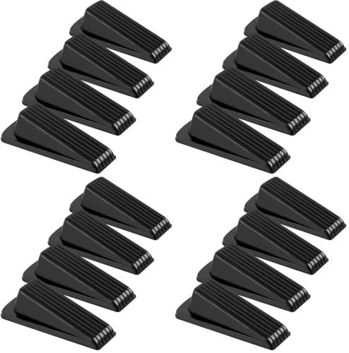 Image of 16 Pack Door Stoppers, Rubber for Bottom of Door, Rubber Door Stopper Wedge, Sturdy Stackable Door Stops for Floor