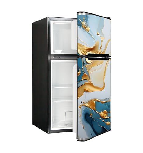 Image of DesignDecor Marble Refrigerator Door Sticker Full Cover Double Door | 3D Abstract Marble Fridge Door Sticker Waterproof PVC Vinyl Refrigerator Wrap Cover | Self Adhesive Size 24x60 Inch
