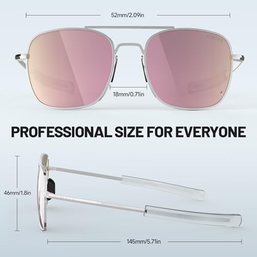 Image of Aviator Sunglasses for Mens Women 53mm TAC Polarized Lense Pilot Military Style Metal Frame with Bayonet Temples