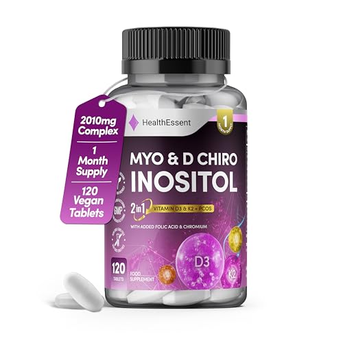 PCOS Chewable Tablets - Myo Inositol D Chiro Inositol with Folic Acid, Chromium, Vitamin D3 K2 – PCOS Supplement for Fertility, Weight Loss & Hormone Balance for Women, 2000mg – 120 Tablets