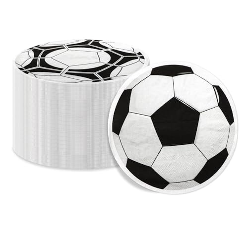 100 Pcs Soccer Napkins Soccer Pattern Birthday Party Napkins Disposable Paper Napkins for Soccer Theme Boys and kids Birthday Baby Shower Game Day Party Supplies