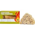 Tumbleweed Fire Starters – 72 Eco-Friendly, Waterproof Starters for Campfire, Fireplace, BBQ, Grill, Wood Stove – Long Burning, Natural Wax & Wood Shavings – No Odor, Chemical-Free