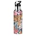XIXIKO - Thermos portatile con foglie di palma tropicale, con tigre, 600 ml, in metallo, isolato sottovuoto, per bevande calde e fredde, in acciaio inox, per sport, yoga, palestra
