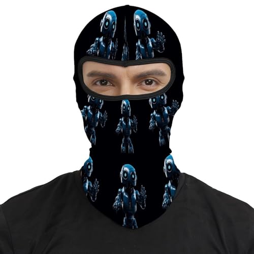 Balaclava para hombres y mujeres, máscara facial térmica azul con diseño de robot, protección contra frío para motocicleta, esquí y clima invernal miniatura 2