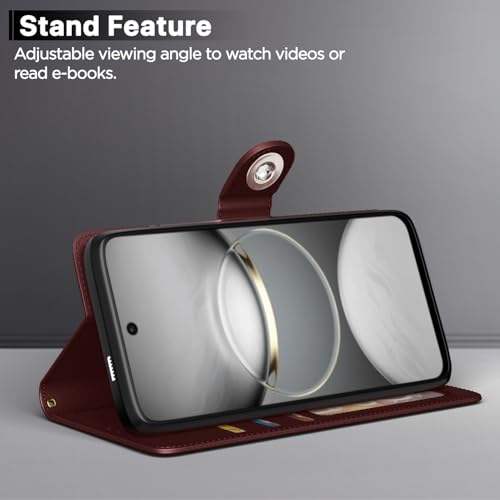 Image of Pikkme Flip Cover for Tecno Spark 30C 5G Leather Finish | Inside TPU with Card Pockets | Wallet Stand and Shock Proof | Complete Protection Button Flip Case(Brown)