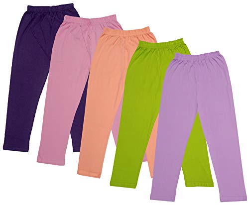 Image of IndiWeaves Girls Super Soft Cotton Solid Capri Pants (Purple, Green, Peach, Light Purple, Wine, 14-16 Years) Pack of 5 Regular