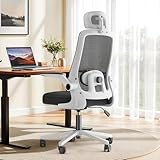 オフィスチェア 椅子 デスクチェア 疲れない人間工学 跳ね上げ式アームレスト 3Dヘッドレスト 腰サポート 通気性メッシュ デスクチェア 長時間 座れる お宅 在宅ワーク pcチェア メッシュ パソコン ワーク 事務椅子 (ホワイト) image