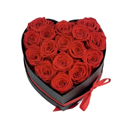 Preserved Roses Heart Shape Box Valentines Day Gifts for Her Mothers Day Forever Flowers (Red, 16 Roses) - Image 4
