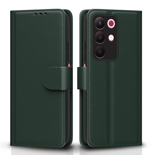 Image of Amazon Basics Flip Cover for Realme Narzo 90X 5G / Realme C85 5G / Realme 15X 5G Leather Finish | Wallet Stand and Shock Proof | Inside TPU with Card Pockets | Complete Protection Flip Case (Green)